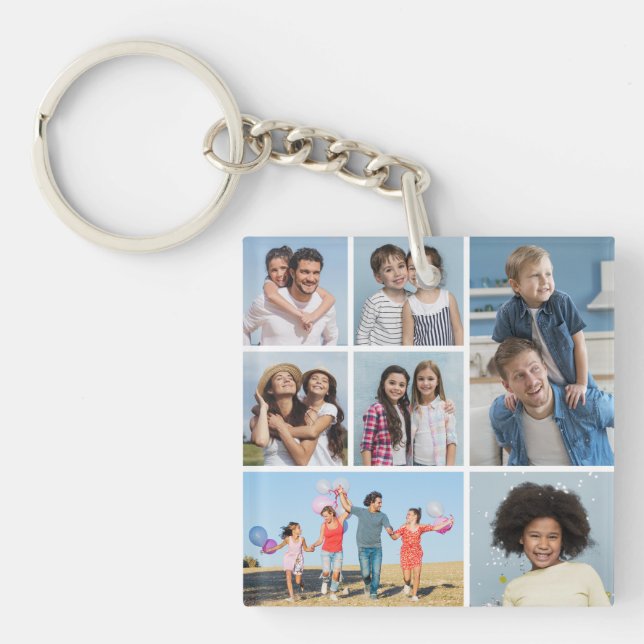  Create Your Own 7 Photo Collage  Keychain (Front)