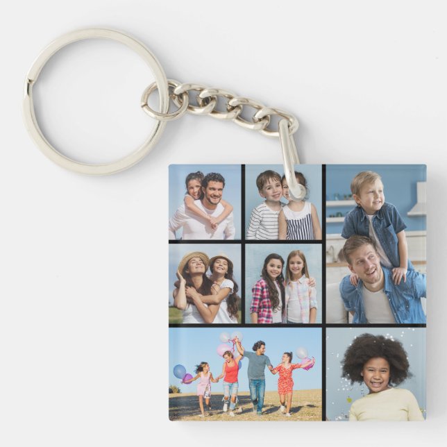  Create Your Own 7 Photo Collage  Keychain (Front)