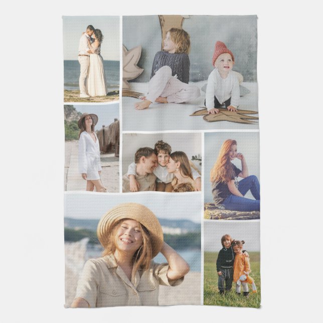 Create Your Own 7 Photo Collage Kitchen Towel (Vertical)
