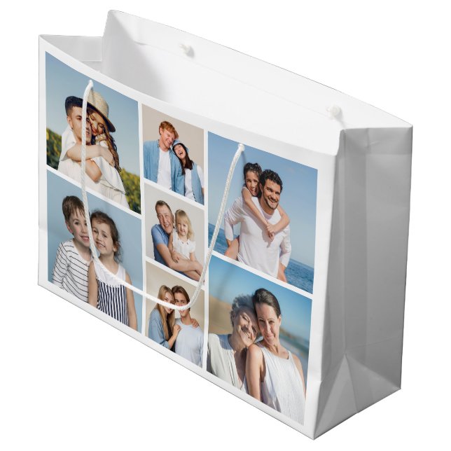 Create Your Own 7 Photo Collage Large Gift Bag (Front Angled)