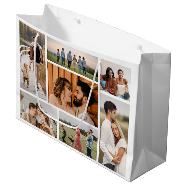 Create Your Own 7 Photo Collage Large Gift Bag (Front Angled)