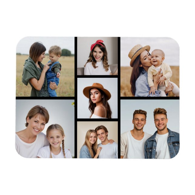 Create Your Own 7 Photo Collage Magnet (Horizontal)