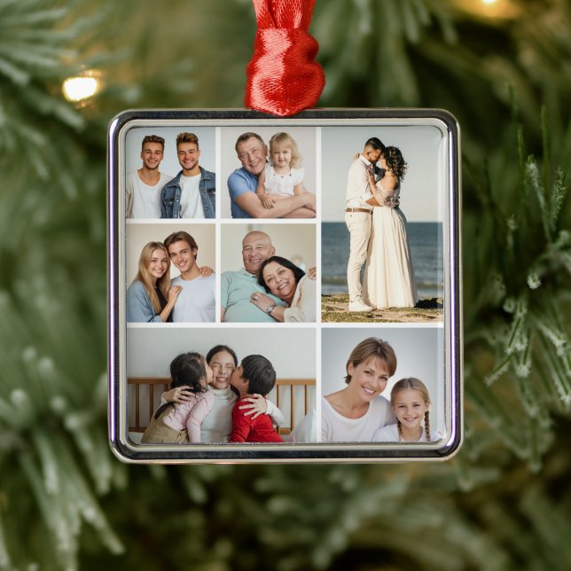  Create Your Own 7 Photo Collage  Metal Ornament (Tree)