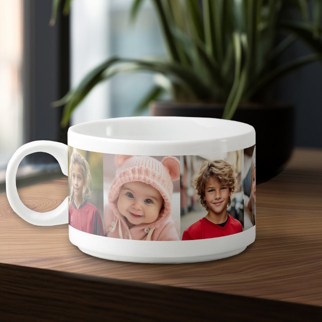 Create Your Own 7 Photo Collage - minimal design Bowl (Personalized chili mug)