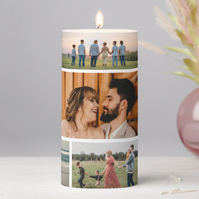 Create Your Own 7 Photo Collage Pillar Candle (In Situ)