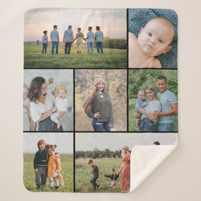 Create Your Own 7 Photo Collage Sherpa Blanket (Front)