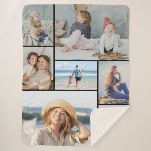 Create Your Own 7 Photo Collage Sherpa Blanket