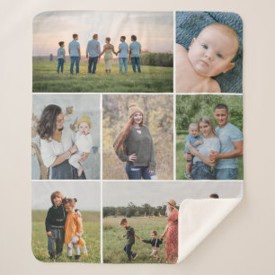 Create Your Own 7 Photo Collage Sherpa Blanket