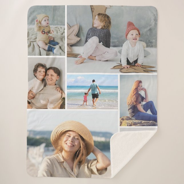 Create Your Own 7 Photo Collage Sherpa Blanket (Front)