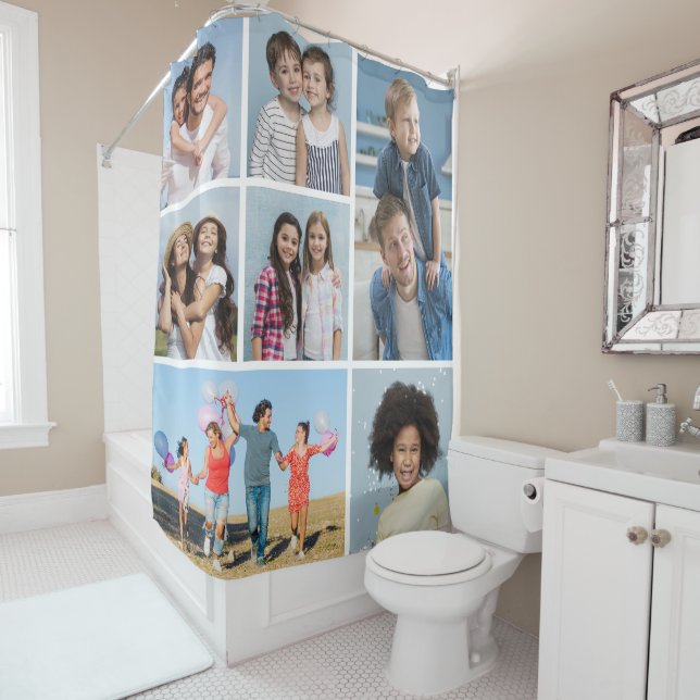 Create Your Own 7 Photo Collage Shower Curtain (In Situ)