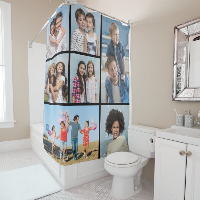 Create Your Own 7 Photo Collage Shower Curtain (In Situ)
