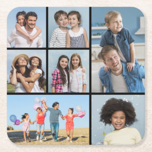 Create Your Own 7 Photo Collage Square Paper Coaster