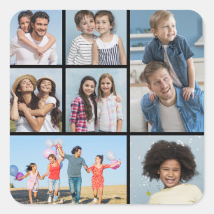 Create Your Own 7 Photo Collage Square Sticker