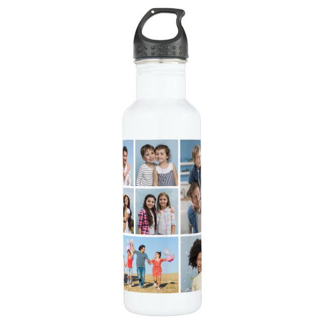 Create Your Own 7 Photo Collage Stainless Steel Water Bottle (Front)