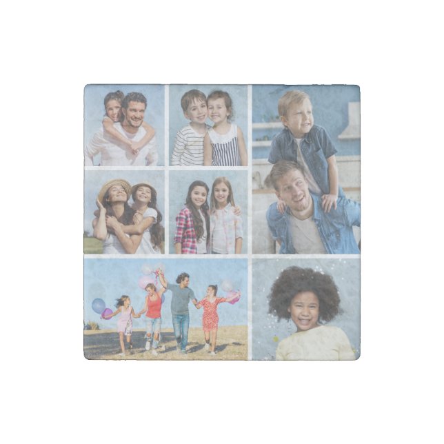 Create Your Own 7 Photo Collage  Stone Magnet (Front)