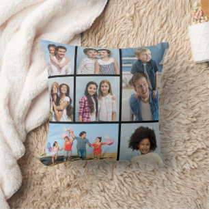  Create Your Own 7 Photo Collage  Throw Pillow