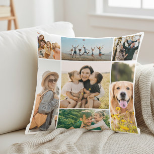 Create Your Own 7 Photo Collage Throw Pillow
