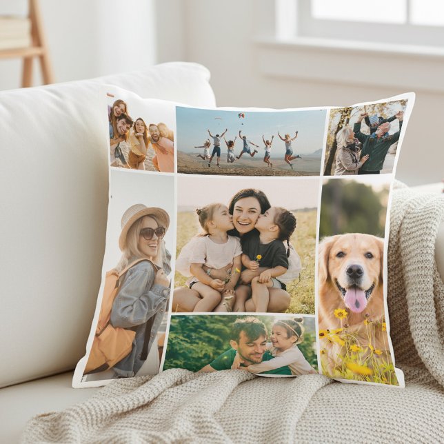 Create Your Own 7 Photo Collage Throw Pillow (Creator Uploaded)