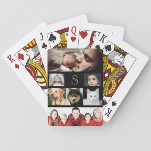 Create your Own 7 Photo Collage with Monogram Poker Cards