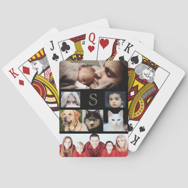Create your Own 7 Photo Collage with Monogram Poker Cards (Back)