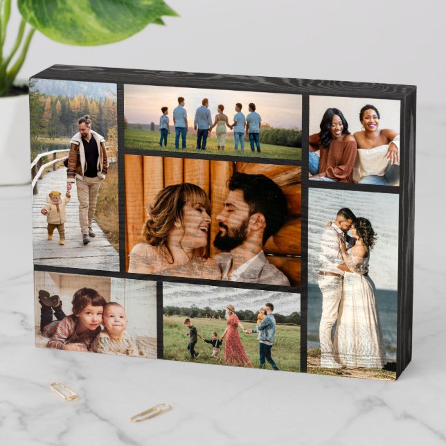 Create Your Own 7 Photo Collage Wooden Box Sign (In Situ Horizontal)