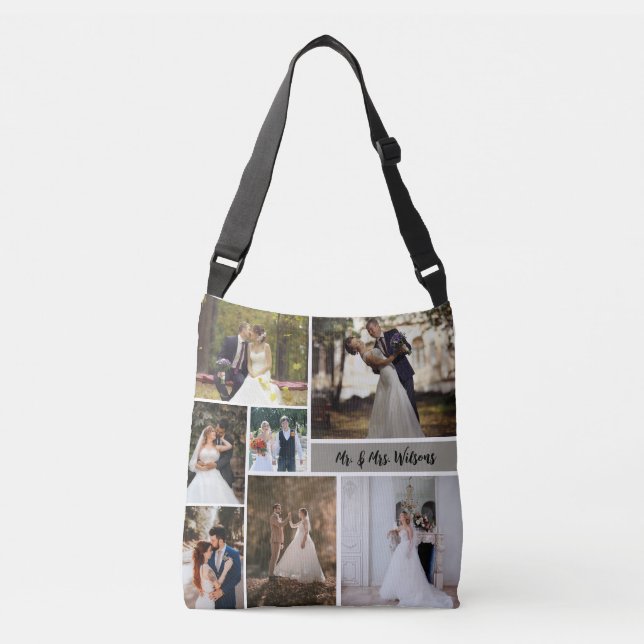 Create Your Own 7-Photo Wedding Collage Crossbody Bag (Front)