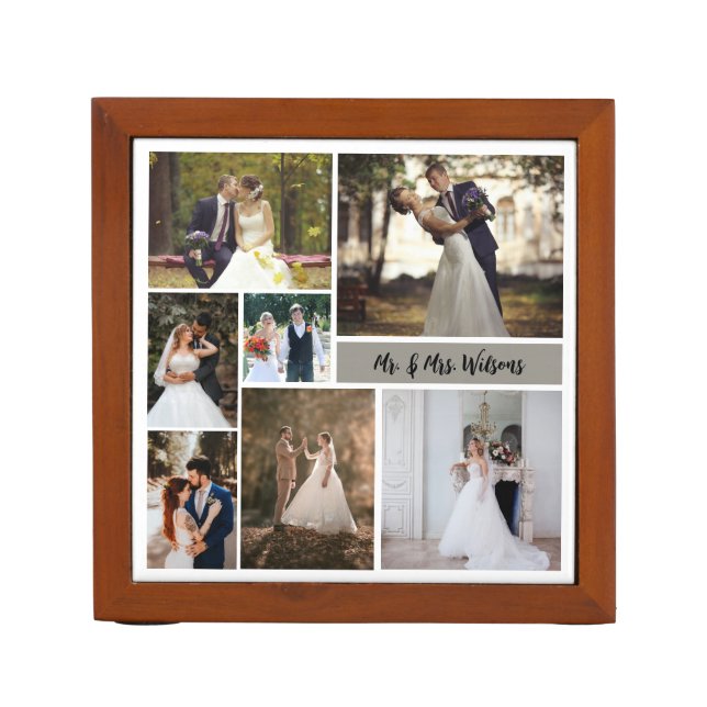 Create Your Own 7-Photo Wedding Collage Desk Organizer (Front)