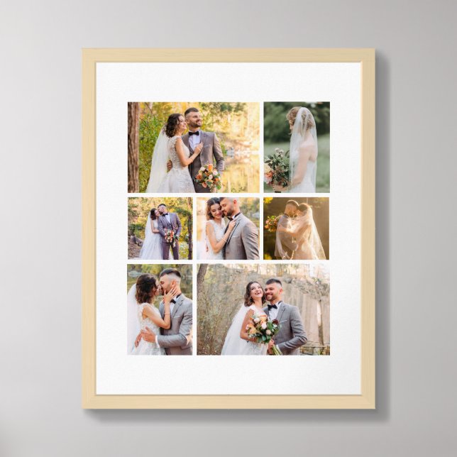 Create Your Own 7 Photo Wedding Collage Framed Art (Framed Front)