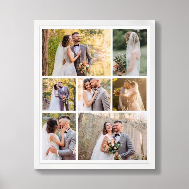 Create Your Own 7 Photo Wedding Collage Framed Art (Framed Front)