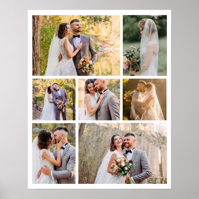 Create Your Own 7 Photo Wedding Collage Framed Art (Front)