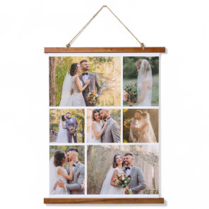 Create Your Own 7 Photo Wedding Collage Hanging Tapestry