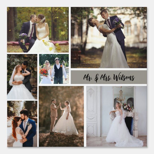 Create Your Own 7-Photo Wedding Collage Sign (Front)