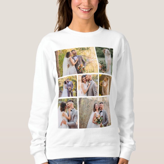 Create Your Own 7 Photo Wedding Collage Sweatshirt (Front)