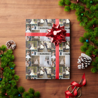 Create Your Own 7-Photo Wedding Collage Wrapping Paper