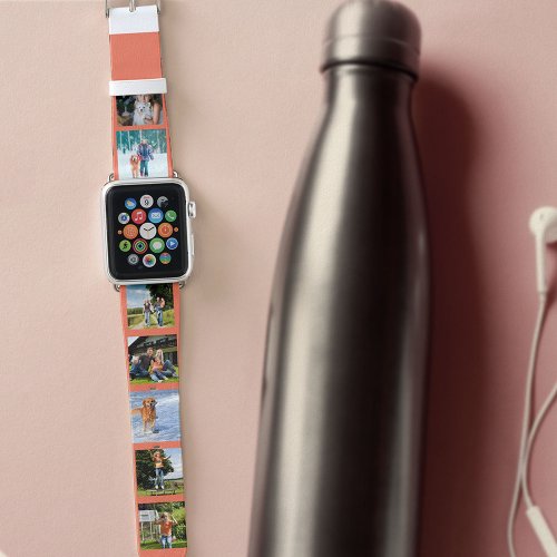 Create your own 7 Square Photos on Coral Apple Watch Band
