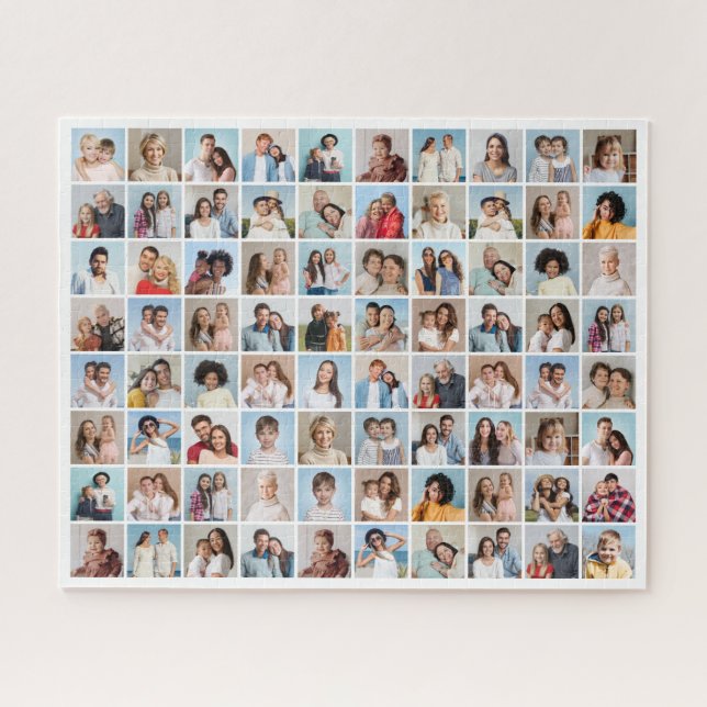 Create Your Own 80 Photo Collage Editable Color  Jigsaw Puzzle (Horizontal)