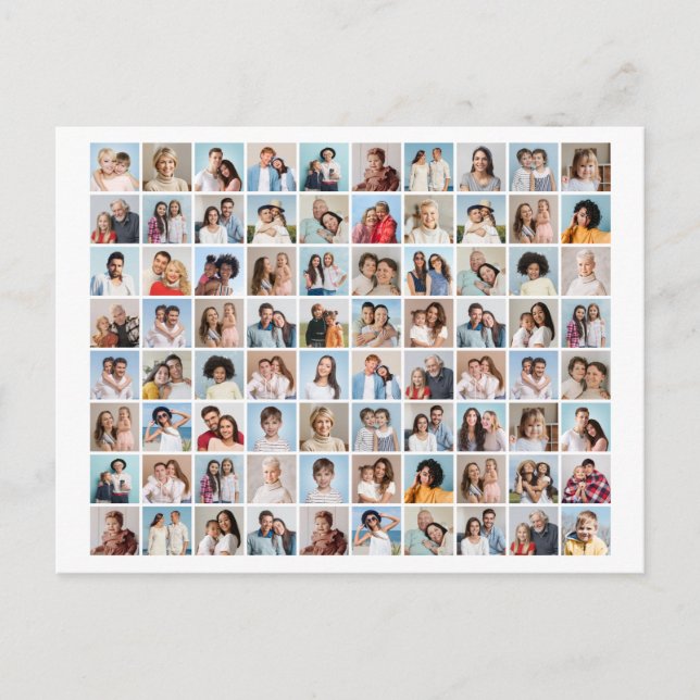 Create Your Own 80 Photo Collage Editable Color Postcard (Front)