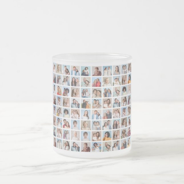 Create Your Own 80 Photo Collage  Frosted Glass Coffee Mug (Center)