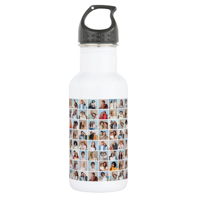 Create Your Own 80 Photo Collage  Stainless Steel Water Bottle (Front)