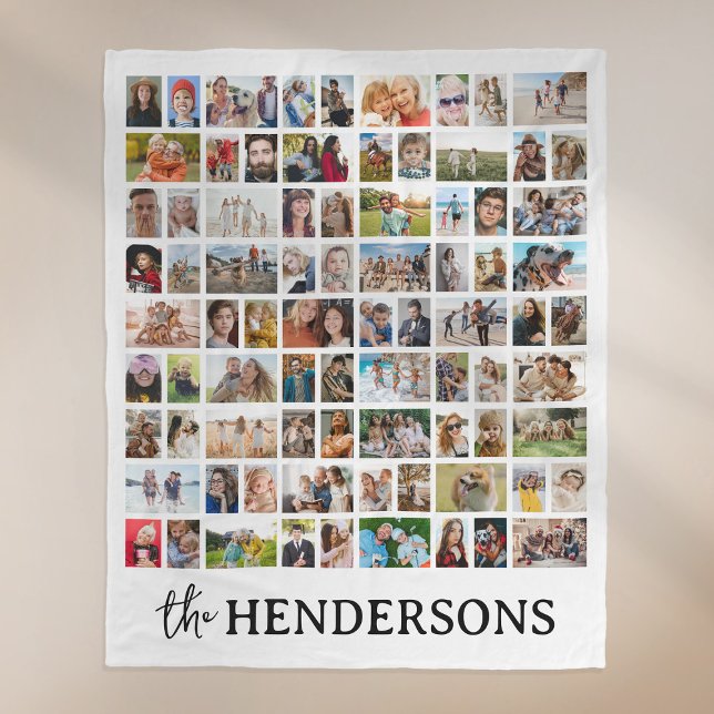Create Your Own 81 Photo Collage White Fleece Blanket (Creator Uploaded)