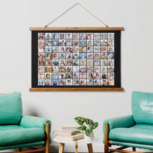 Create Your Own 88 Photo Collage Editable Color   Hanging Tapestry