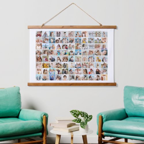 Create Your Own 88 Photo Collage Editable Color   Hanging Tapestry