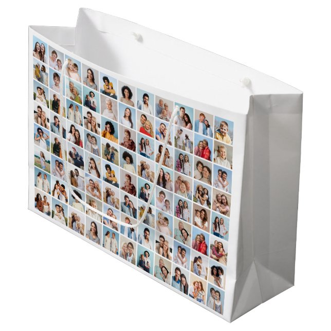 Create Your Own 88 Photo Collage Large Gift Bag (Front Angled)