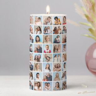 Create Your Own 88 Photo Collage Pillar Candle