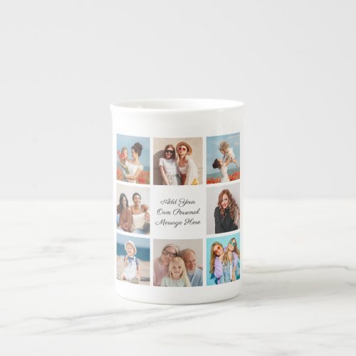 Create Your Own 8 Photo Collage Add Your Greeting Bone China Mug