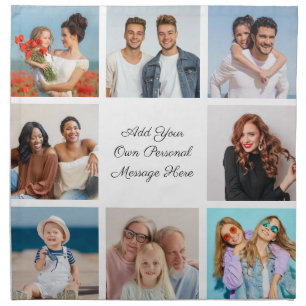 Create Your Own 8 Photo Collage Add Your Greeting Cloth Napkin