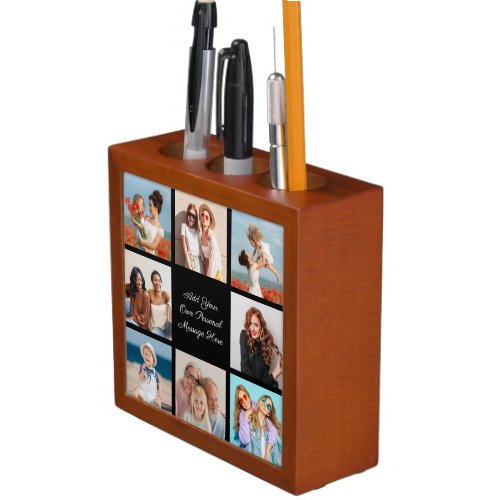 Create Your Own 8 Photo Collage Add Your Greeting Desk Organizer