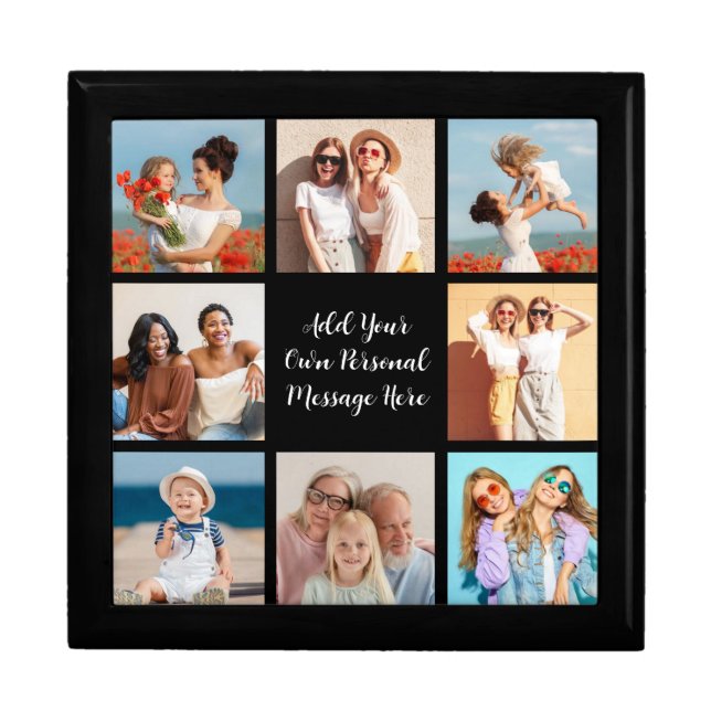 Create Your Own 8 Photo Collage Add Your Greeting Gift Box (Front)
