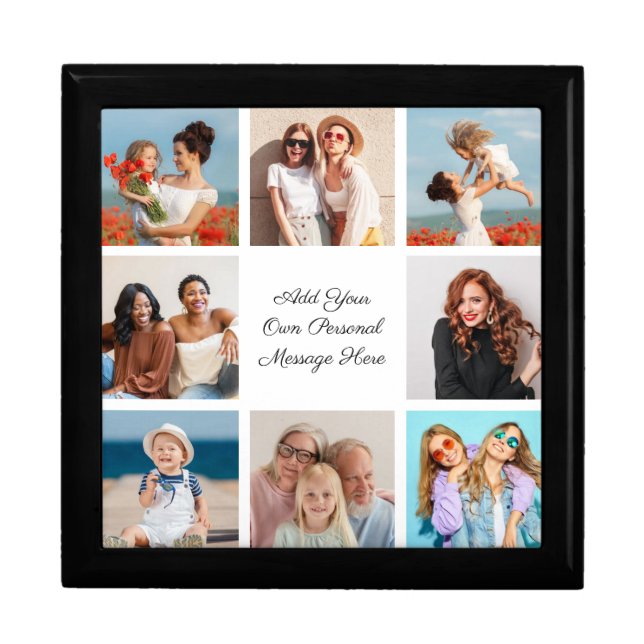 Create Your Own 8 Photo Collage Add Your Greeting Gift Box (Front)