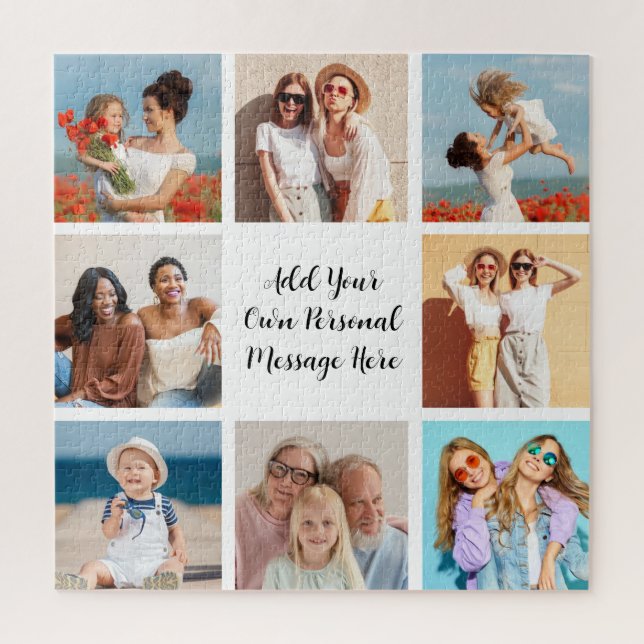 Create Your Own 8 Photo Collage Add Your Greeting Jigsaw Puzzle (Vertical)